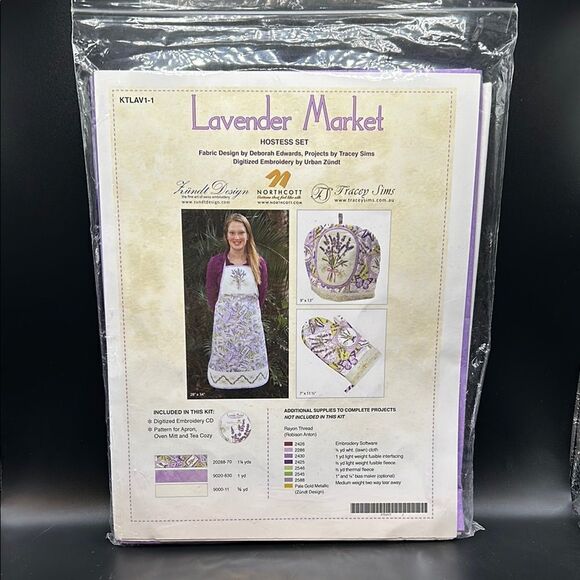 New Northcott Fabrics Lavender Market Hostess Set Pattern PTN1120-10 - Picture 1 of 6